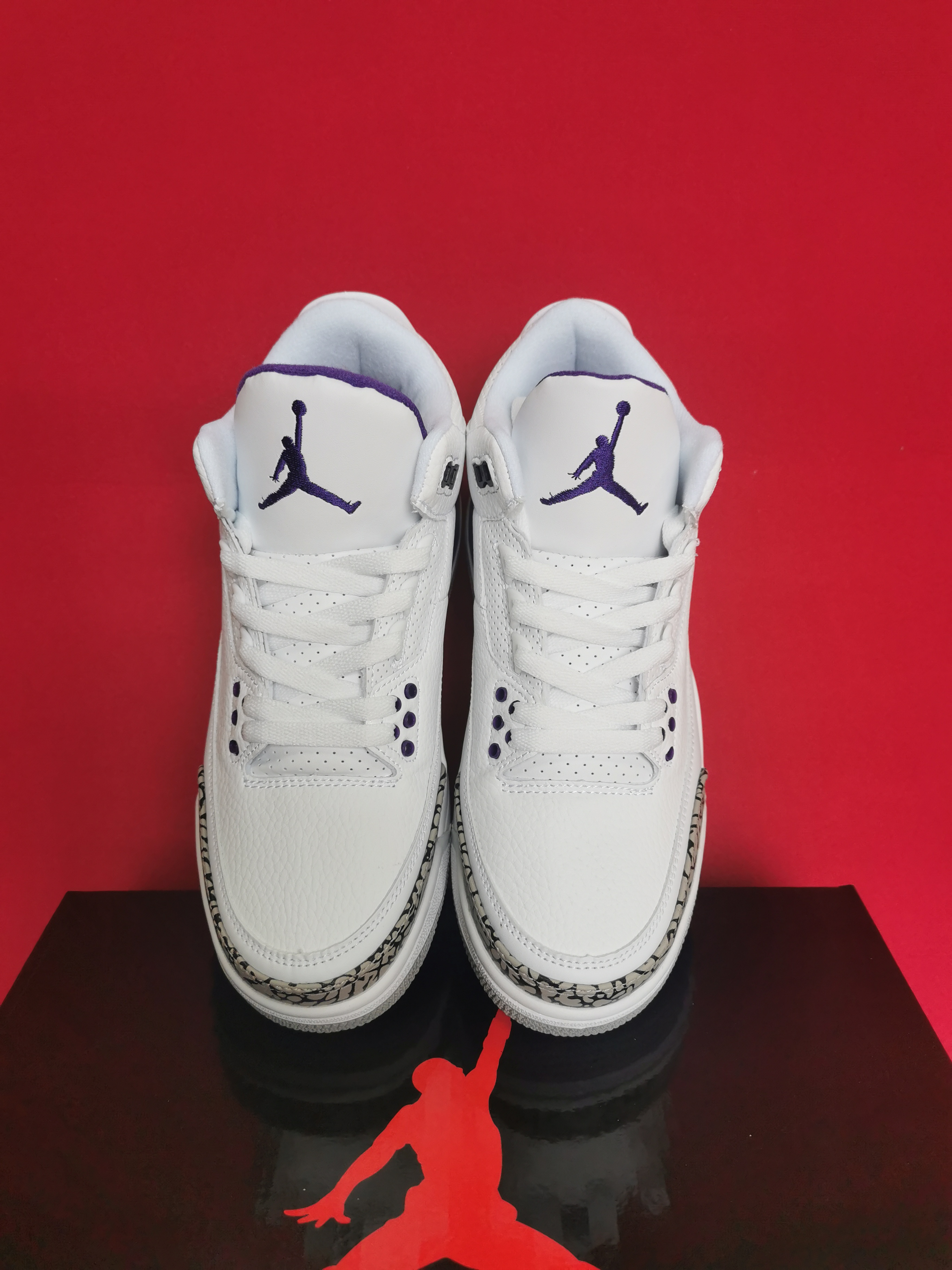 New Men Air Jordan 3 White Grey Purple Shoes